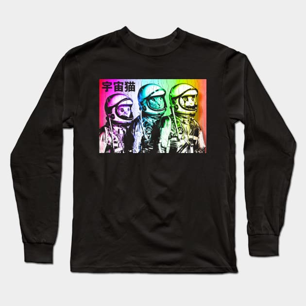 3 Space Cats Long Sleeve T-Shirt by robotface